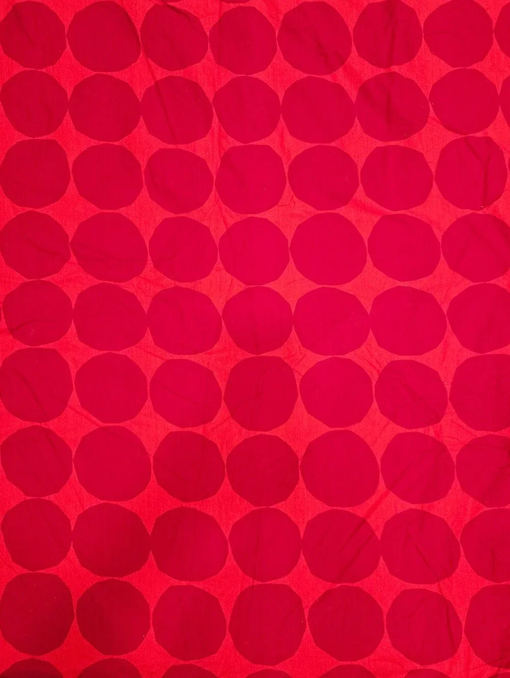 VTG Marimekko PIENET KIVET FULL Flat Sheet & STD Pillowcases Red Circles Cotton